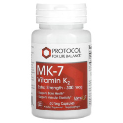 Вітамін K2 MK7 300 мкг, Protocol for Life Balance MK7 Vitamin K2, 60 веганських капсул