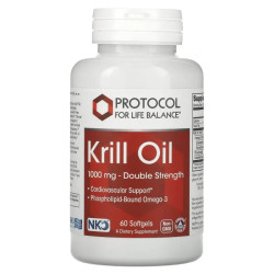 Олія криля подвійної сили 1000 мг, Protocol for Life Balance Krill Oil, 60 гелевих капсул