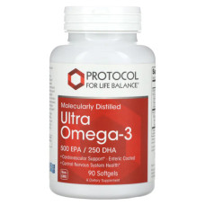 Омега 3 ультра 500 EPA 250 DHA, Protocol for Life Balance Ultra Omega 3, 90 гелевых капсул