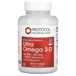 Омега 3 з вітаміном D3, Protocol for Life Balance Ultra Omega 3-D, 600 EPA 300 DHA, з лимонною олією, 90 рибних гелевих капсул