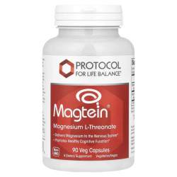 Магній L треонат, Protocol for Life Balance Magtein Magnesium L-Threonate, нервова та когнітивна підтримка, 90 веганських капсул