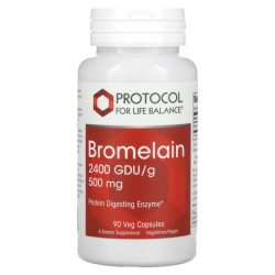 Бромелайн 500 мг, Protocol for Life Balance Bromelain, 2400 GDU/г, 90 рослинних капсул