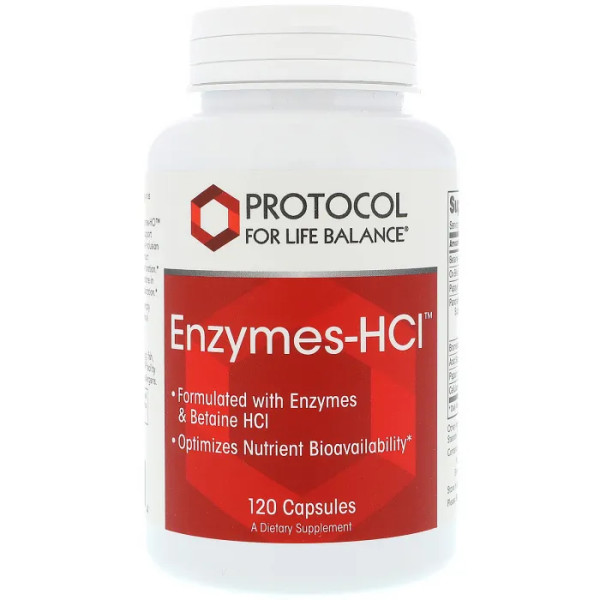 Ферменти бетаїн гідрохлориду, Enzymes-HCI, Protocol for Life Balance, 120 капсул