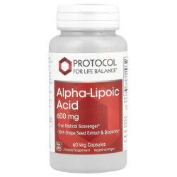 Альфа-ліпоєва кислота 600 мг, Protocol for Life Balance Alpha-Lipoic Acid, 60 вегетаріанських капсул