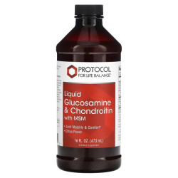 Глюкозамін і хондроїтин з MSM, Protocol for Life Balance Liquid Glucosamine and Chondroitin with MSM, рідкий, смак цитрус, 473 мл