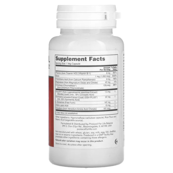 Баланс глюкози, Glucose Balance, Protocol for Life Balance, 90 рослинних капсул