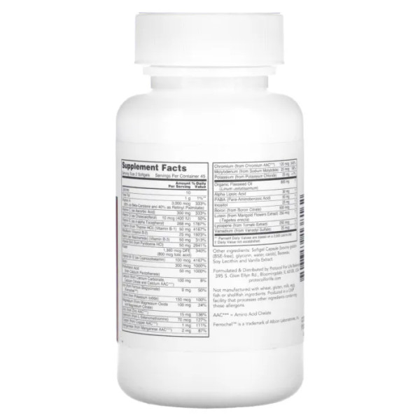 Мультивітаміни та мультимінерали, Ortho Multi, Protocol for Life Balance, повний комплекс, 90 гелевих капсул