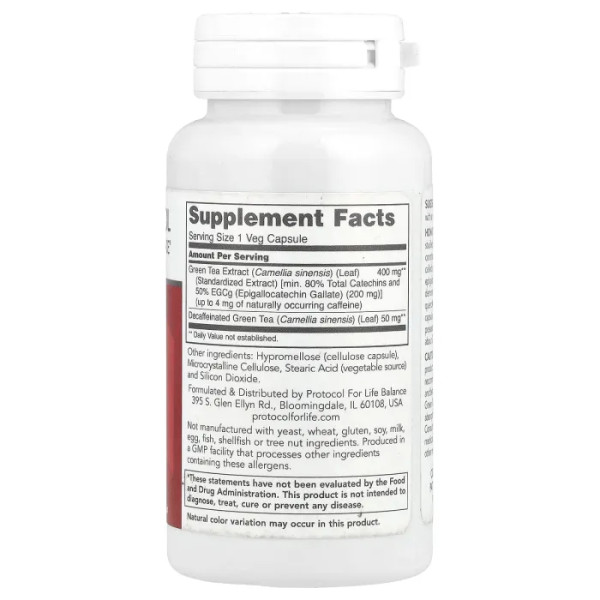 Екстракт зеленого чаю, EGCg Green Tea, Protocol for Life Balance, 200 мг, 90 вегетаріанських капсул