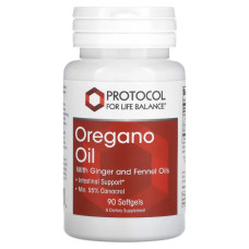 Масло орегано с маслами имбиря и фенхеля, Protocol for Life Balance Oregano Oil, 90 гелевых капсул