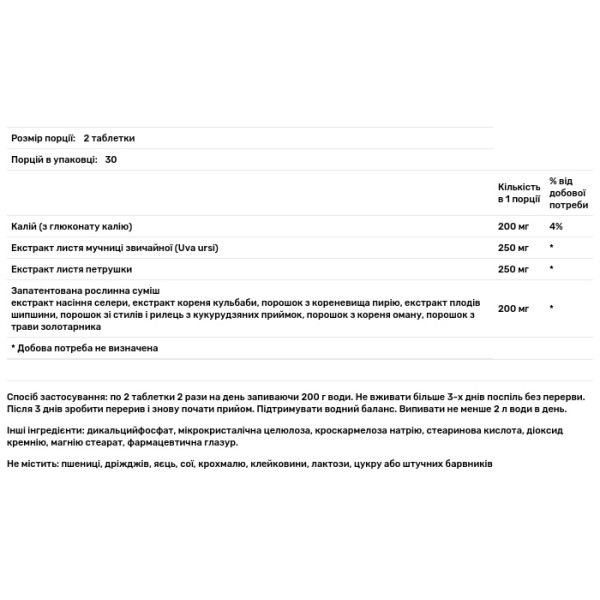 Сечогінна формула, Watershed, Absolute Nutrition, щадний калій, 60 таблеток