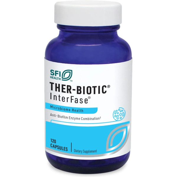 Энзимы межфазных границ, Interfase Multi-Enzyme Blend, Klaire Labs, мультиферментная смесь для детоксикации ЖКТ, формула без молочных продуктов, 120 вегетарианских капсул