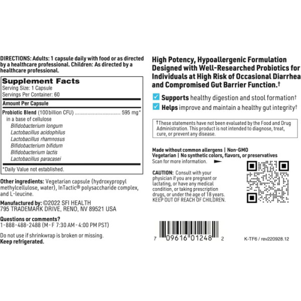 Пробиотики,Ther-Biotic Factor 6, Klaire Labs, 60 капсул