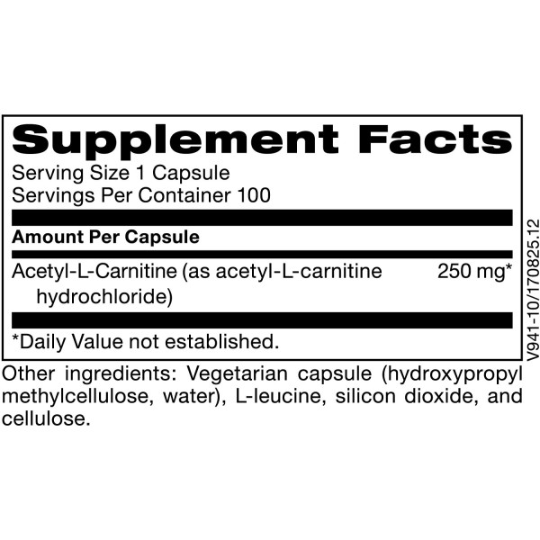 Ацетил L- карнітин, Klaire Labs, 100 капсул