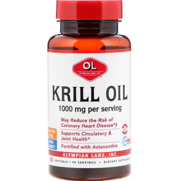 Масло криля, Krill Oil, Olympian Labs Inc, 1000 мг, 60 капcул