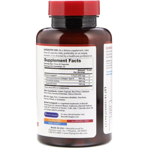 Гіалуронова кислота, Hyaluronic Acid, Olympian Labs Inc., 150 мг, 100 капсул