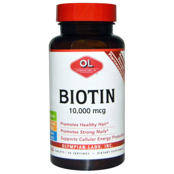 Біотин, Biotin, Olympian Labs Inc., 10000 мкг, 60 таб.
