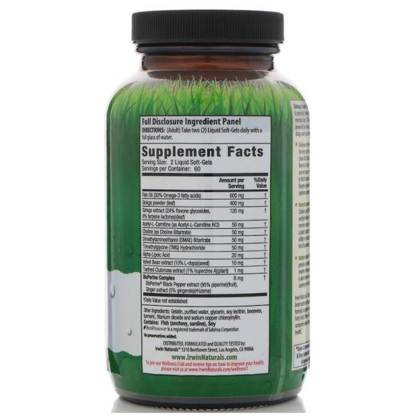 Вітаміни для мозку, Ginkgo Smart, Irwin Naturals, 120 желейних капсул