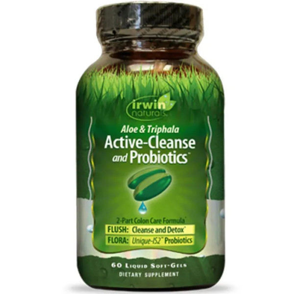 Очищення кишківника та пробіотики, Active-Cleanse and Probiotics, Irwin Naturals, з алое та трифалу, 60 гелевих капсул