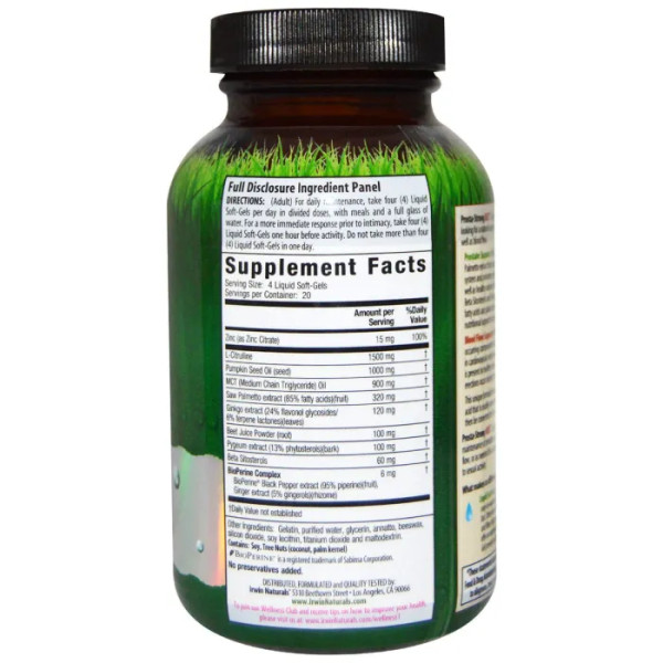 Здоров'я простати, Prosta-Strong RED, Irwin Naturals, 80 гелевих капсул