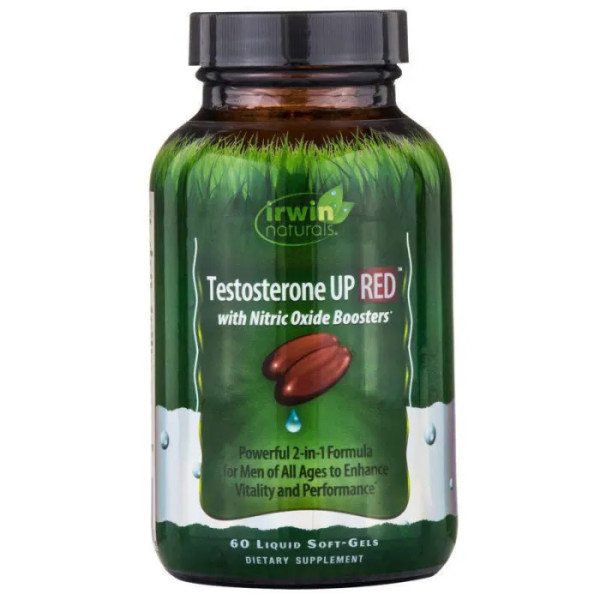 Підйом тестостерону з донаторамі азоту, Testosterone UP Red, Irwin Naturals, для чоловіків, 60 гелевих капсул