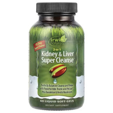 Поддержка почек и печени 2 в 1, Irwin Naturals Kidney & Liver Super Cleanse, 60 капсул