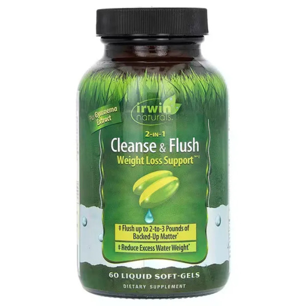 Очищення організму, зниження ваги, 2-In-1 Cleanse & Flush Weight Loss Support, Irwin Naturals, 60 гелевих капсул
