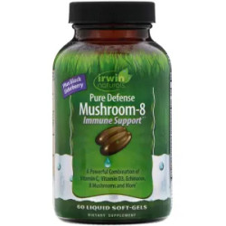 Грибной комплекс, защита иммунитета, Irwin Naturals Pure Defense Mushroom-8, 60 гелевых капсул