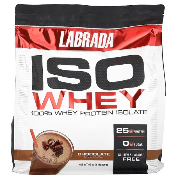 Ізолят сироваткового протеїну, шоколад, Whey Protein Isolate, Labrada Nutrition, 2268 г