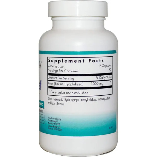 Яловича печінка, натуральний гландуар, Liver Beef, Nutricology, 125 кап.