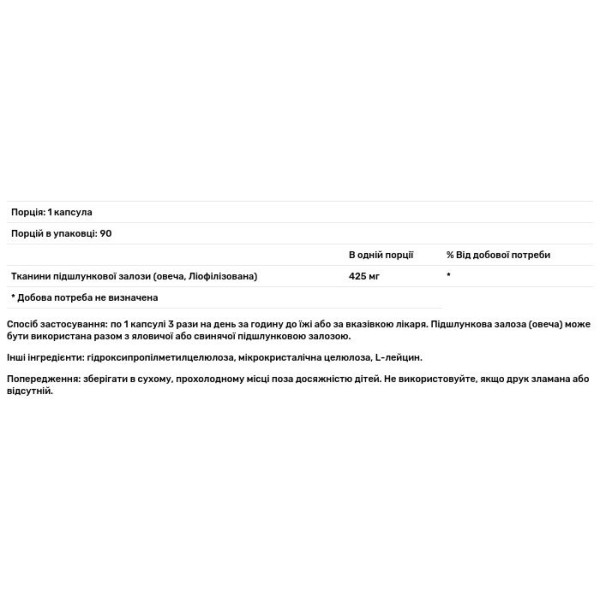 Підшлункова залоза (овеча), Pancreas, Nutricology, 90 кап.