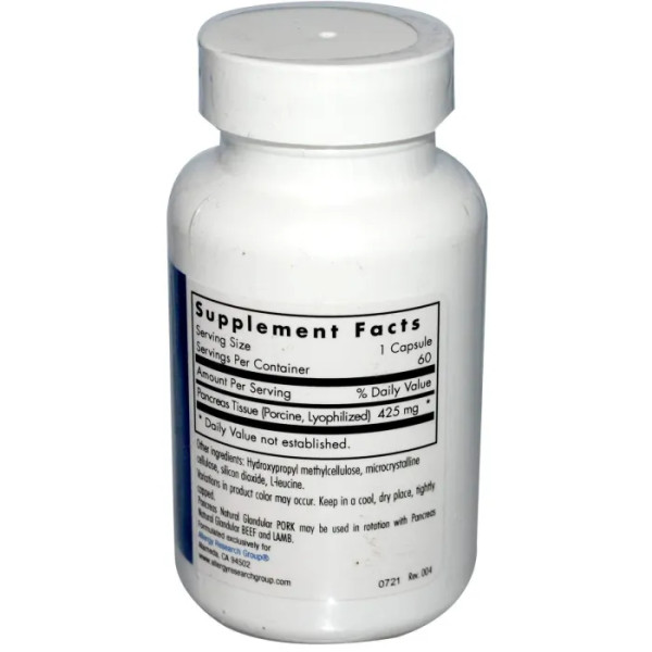 Поджелудочная железа, свиная, панкреатин, Pancreas, Nutricology, 60 капсул