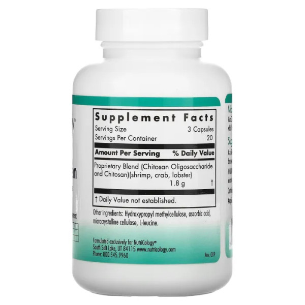 Мікрохітозан для схуднення, MicroChitosan, Nutricology, 60 капсул