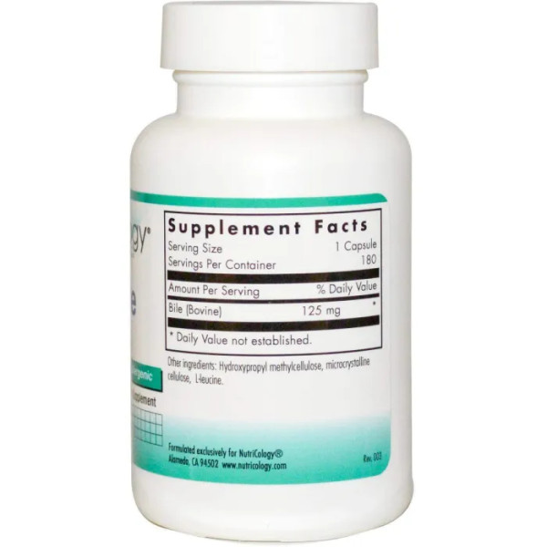Екстракт бичачої жовчі (Ox Bile), Nutricology, 125 мг, 180 капсул