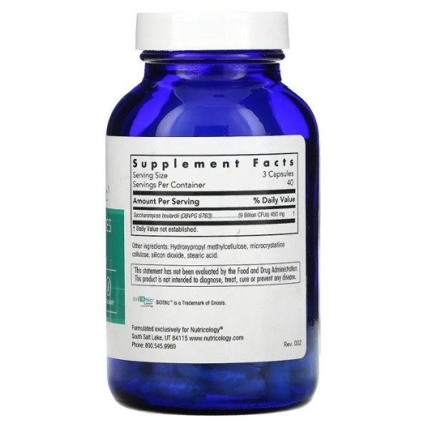Сахароміцети буларді, Saccharomyces Boulardii, Nutricology, пробіотичні дріжджі, 120 капсул
