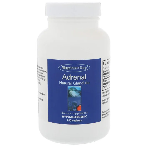 Поддержка надпочечников, Adrenal Natural Glandular, Allergy Research Group, 150 капсул