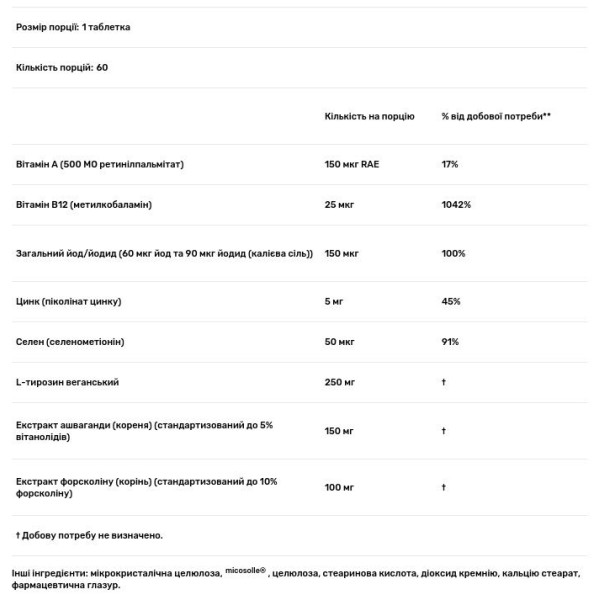 Підтримка щитовидної залози з йодом, Thyroid Nutrition, Allergy Research Group, 60 вегетаріанських таблеток