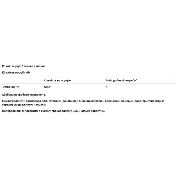 Астаксантин, Astaxanthin, Allergy Research Group, з чистих мікроводоростей, 12 мг, 60 гелевих капсул