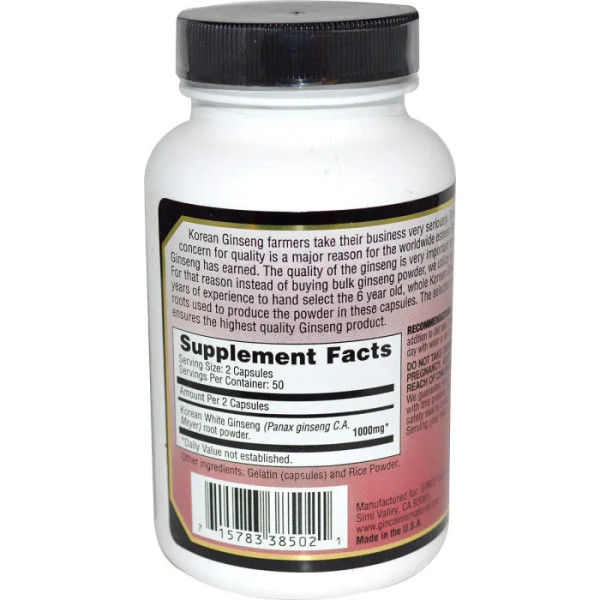 Корейська білий женьшень, Korean White Ginseng, Imperial Elixir, 100 кап.