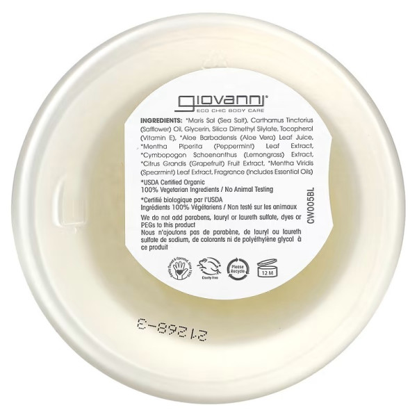 Скраб для тіла (сольовий), Salt Scrub, Giovanni, охолодний, м'ятний лимонад, 260 гр