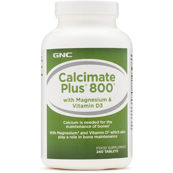 Кальцій з магнієм і вітаміном D-3, Calcimate Plus, GNC, 800 мг, 240 капсул