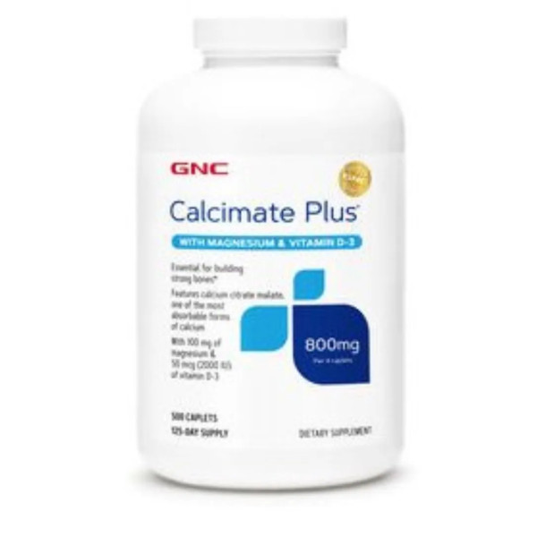 Кальцій з магнієм і вітаміном D-3, Calcimate Plus, GNC, 800 мг, 500 капсул