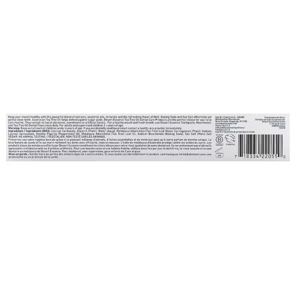 Зубна паста, чайне дерево та м'ята, Natural Tea Tree Oil Toothpaste, Desert Essence, 176 г.