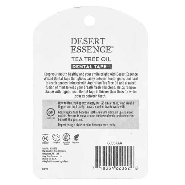 Зубна стрічка, Dental Tape, Desert Essence, з олією чайного дерева, вощена, 27.4 м
