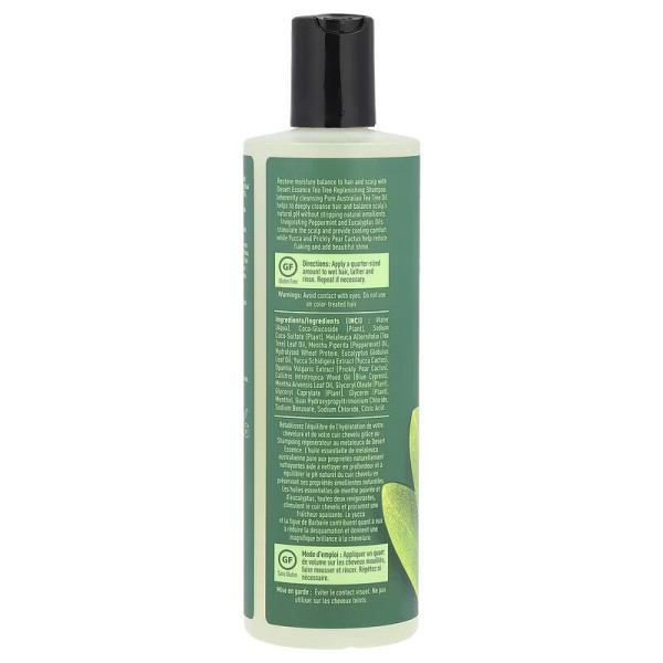 Шампунь для волосся, Shampoo, Desert Essence, відновлюючий, з олією чайного дерева, м'ятою та юккою, 375 мл