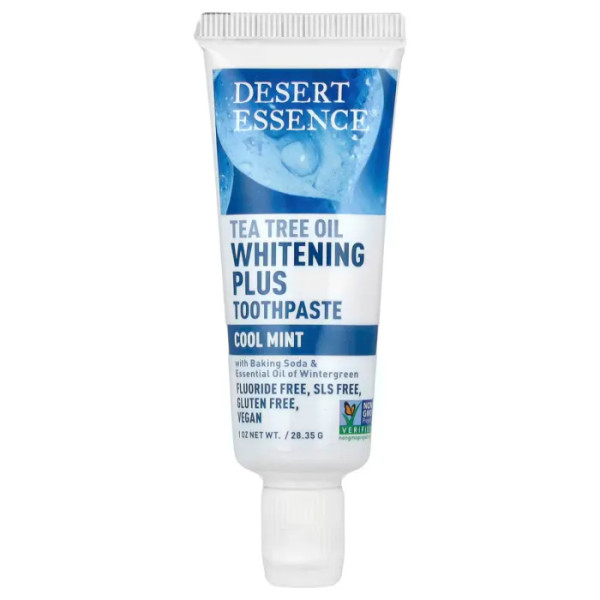 Зубна паста з олією чайного дерева, Tea Tree Oil Whitening Plus Toothpaste, Desert Essence, відбілююча, освіжаюча м'ята, 28,35 г.