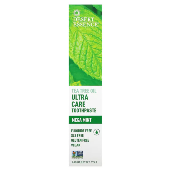 Зубна паста, чайне дерево та м'ята перцева, Natural Tea Tree Oil Ultra Care Toothpaste, Desert Essence, 176 г.