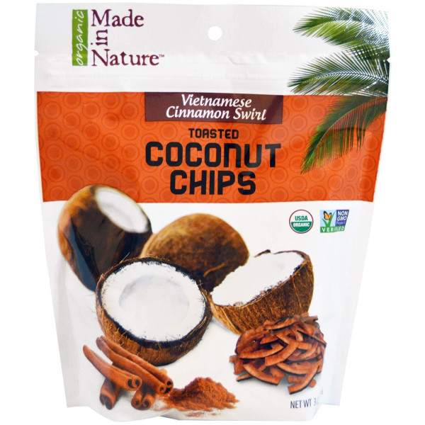 Кокосові смужки з корицею, Coconut Chips, Made in Nature, органік, 85 м