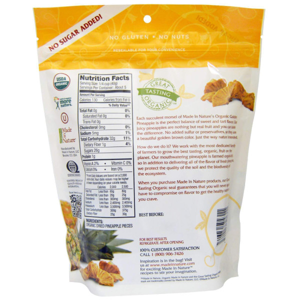 Ананаси сушені, Pineapple, Made in Nature, 213 г