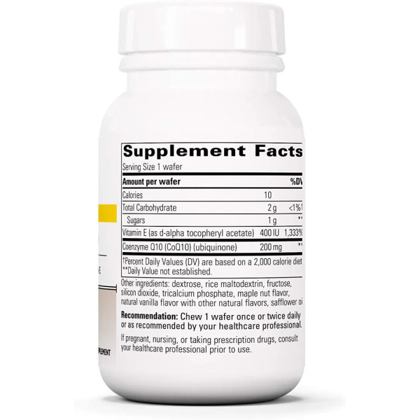Коензим Q10 з вітаміном Е, Vitaline CoQ10, Integrative Therapeutics, смак кленового горіха, 200 мг, 30 жувальних пластин
