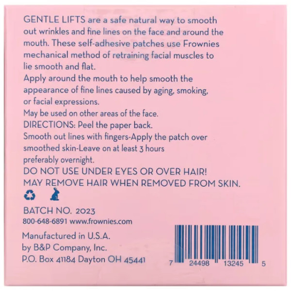 Патчи для лица, Gentle Lifts, Frownies, мягкие подтяжки от морщин вокруг губ и на небольших участках, 60 самоклеящихся пластырей